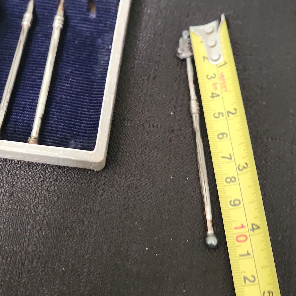 Silver Cocktail Stirrer Set with Japanese Motifs Sterling Silver Set of 6 decora